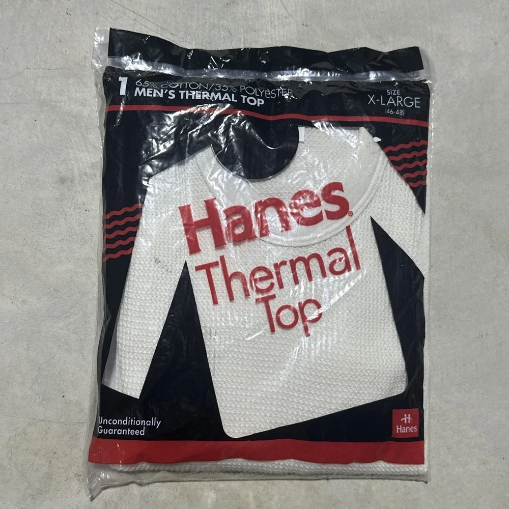 VTG HANES THERMAL UNDERWEAR LONG SLEEVE MENS SHIRT SZ XL 46-48 WINTER WEIGHT